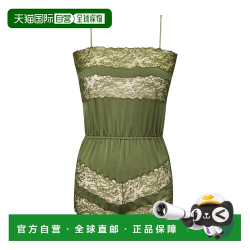 1h可退 香港直邮Saint Laurent 桑蚕丝缎面蕾丝连衫裤 863111Y7G2