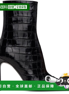 1h可退 香港直邮AMIRI 女士 黑色 Croc MA Stiletto 踝靴 AWFOPP1