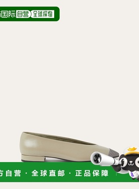 自营欧洲直邮Loro Piana 女士灰绿色小牛皮芭蕾鞋休闲鞋