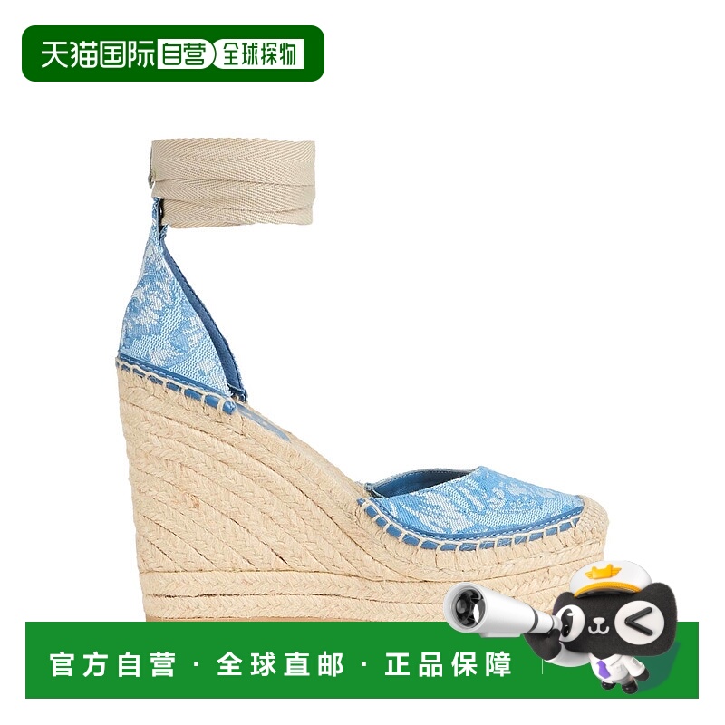 香港直邮versace 范思哲 女士 帆布面凉鞋 blue蓝色 舒适时尚女鞋