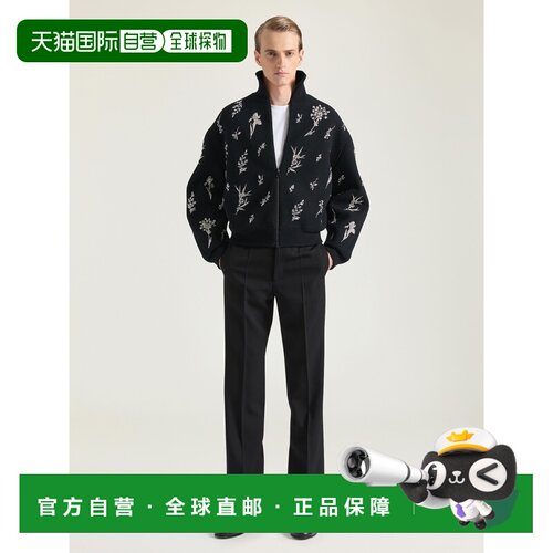 自营欧洲直邮Givenchy纪梵希 男士黑色羊毛水晶刺绣Cocoon飞行员