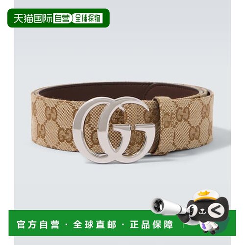 1h可退 香港直邮Gucci 古驰 男士 Marmont GG 平面帆布皮带