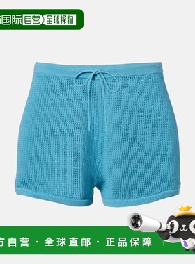 1h可退 香港直邮Staud 女士 Samara 棉质短裤 blue蓝色 舒适时尚