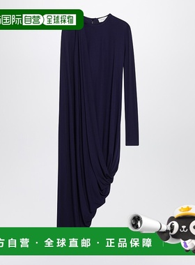 香港直邮Sportmax 斯宝麦斯 女士 深色紫色垂褶不对称连衣裙 ARIE