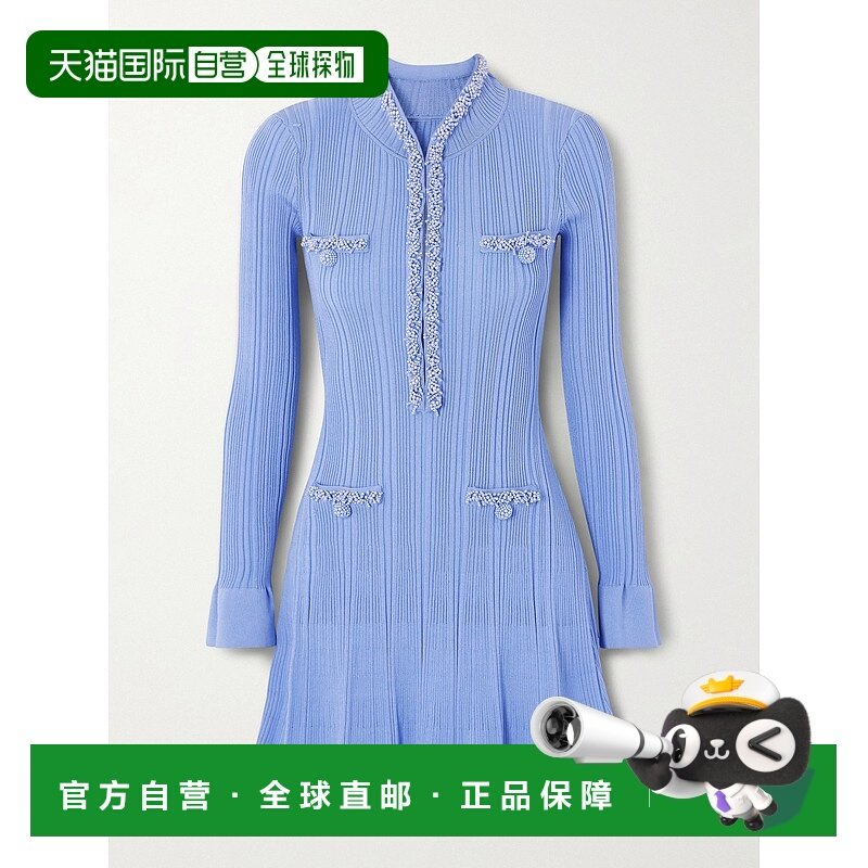 Self-Portrait 女士 人造珍珠饰罗纹针织迷你连衣裙 RS26女装