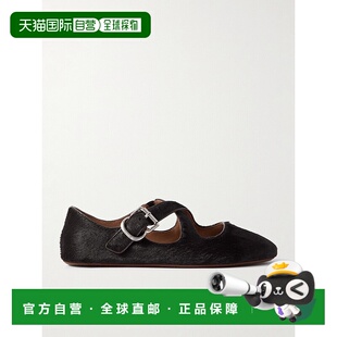 AA3A046I0477 十字交叉皮革边小牛毛芭蕾舞鞋 香港直邮Alaia 女士