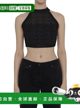 香港直邮Balmain 巴尔曼 女士 挂脖短款性感上衣 DF1AB026KG96