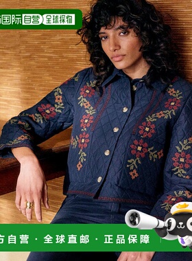 自营欧洲直邮Sezane 女士深蓝色棉夹克正品休闲时尚百搭舒适流行