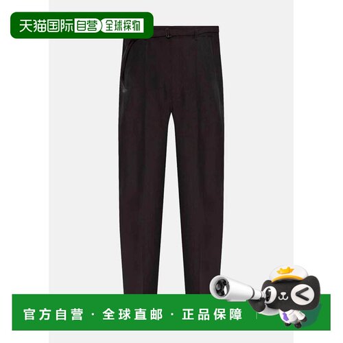 Dark Espresso Melange Belted Tailored Pants休闲裤西装裤