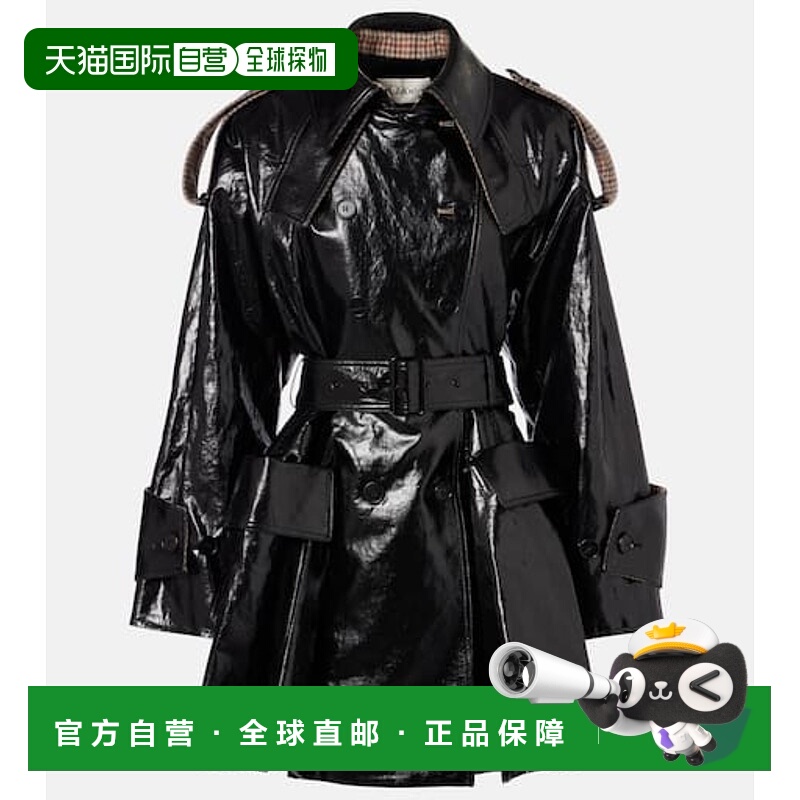 香港直邮Chloe 蔻依 女士 束带双排扣亚麻大衣 black黑色 舒适时