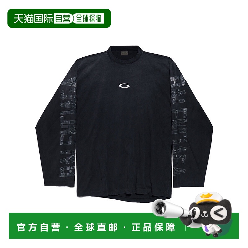 香港直邮Balenciaga Transparent Tape Shifted 廓形长袖T恤 8504