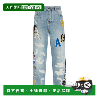 1h可退 香港直邮Amiri 腰带环牛仔裤 AMBMJE1020直筒裤