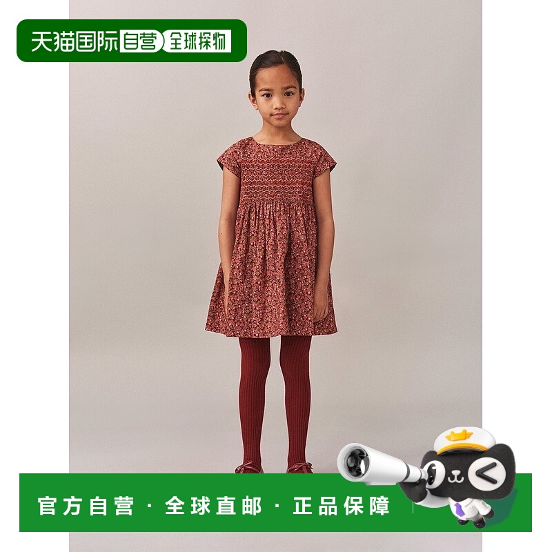 欧洲直邮Bonpoint小樱桃 Duchesse女童红色刺绣Liberty布料连衣裙