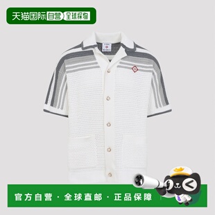 白色灰色钩花棉质衬衫 男士 MSP26KW9 香港直邮Casablanca 1h可退