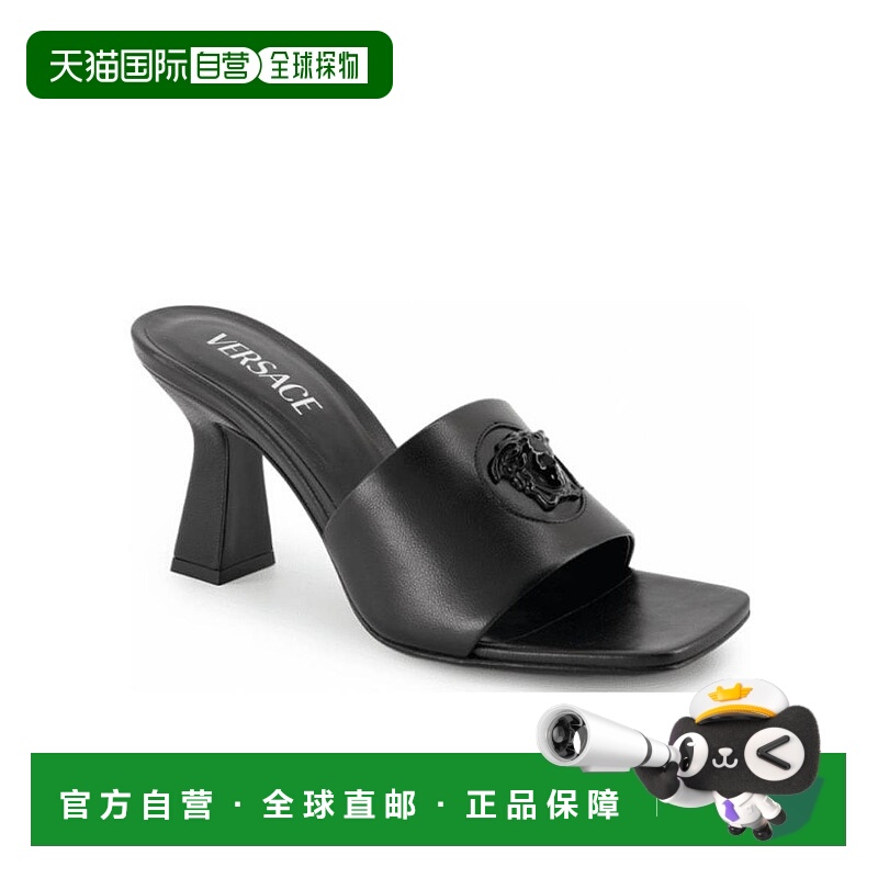 香港直邮Versace 黑色穆勒高跟凉鞋单鞋高跟鞋 1000825-DNA32
