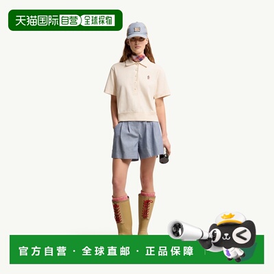 自营欧洲直邮MONCLER盟可睐 Grenoble女士白色棉质LOGOPOLO衫短袖
