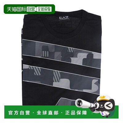 1h可退 香港直邮EA7 EMPORIO ARMANI 男士T恤 3ZPT88PJM9ZBLACK