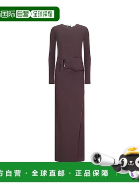 1h可退 香港直邮Fendi 芬迪 女士 垂坠圆领长袖连衣裙 FDD176AM3E