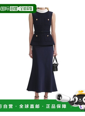 1h可退 香港直邮Self-Portrait Boucle 无袖中长连衣裙 PF25034MB