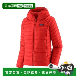 自营欧洲直邮PATAGONIA DOWN SWEATER女士红色再生尼龙连帽羽绒服