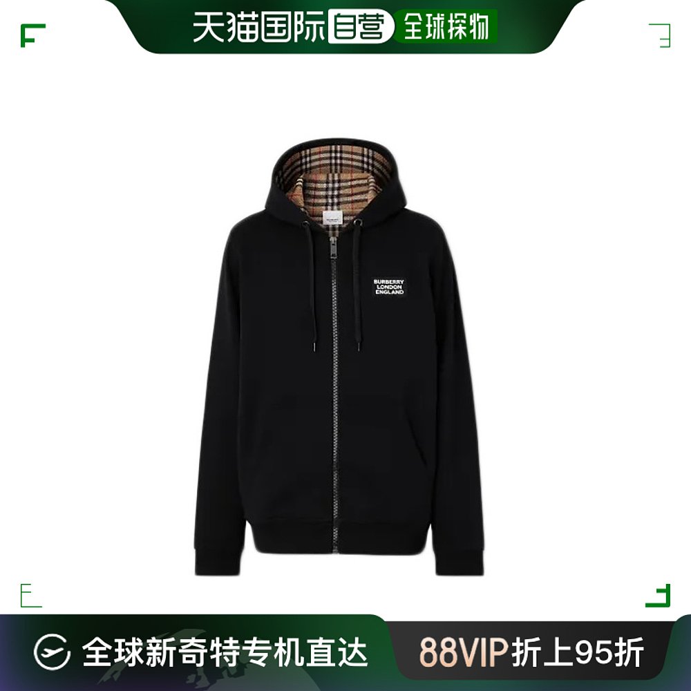 【99新未使用】欧洲直邮BURBERRY/博柏利  男士黑色棉质徽标贴花