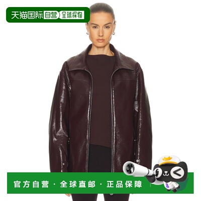 1h可退 香港直邮Courreges 女士 长款短夹克 425CBL322VY0014皮衣