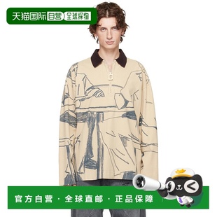 1h可退 香港直邮J.W. Anderson 男士 驼色 Printed Rugby Polo 衫