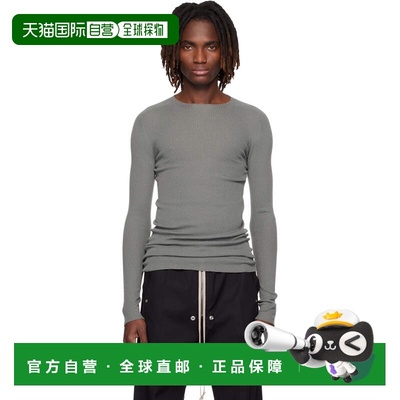 香港直邮rick owens 瑞克 欧文斯 男士 灰色 Temple Ribbed Round