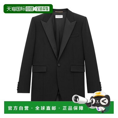 香港直邮Saint Laurent GRAIN DE POUDRE 燕尾服羊毛西装外套 800