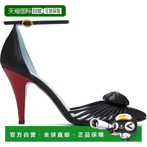 香港直邮valentino 华伦天奴 女士 黑色 Ankle Strap Leather Wov