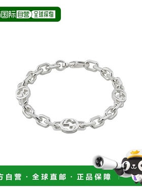 自营GUCCI/古驰 23新款 男士925银交织GG细节扣环手链配饰