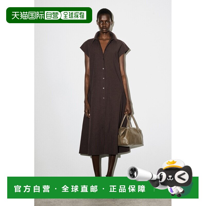自营欧洲直邮COS 女士深棕色棉质无袖衬衫式连衣裙图片