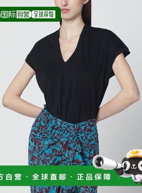 香港直邮Dries Van Noten 德赖斯 范诺顿 女士 黑色V领T恤 131101