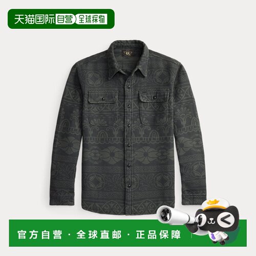 自营欧洲直邮Ralph Lauren拉夫劳伦 男士灰/黑色棉质提花工装衬衫