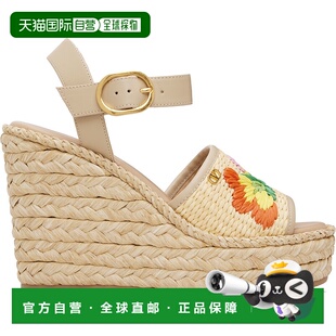 女士 华伦天奴 驼色 Wedge 7W2 1h可退 草编鞋 香港直邮valentino