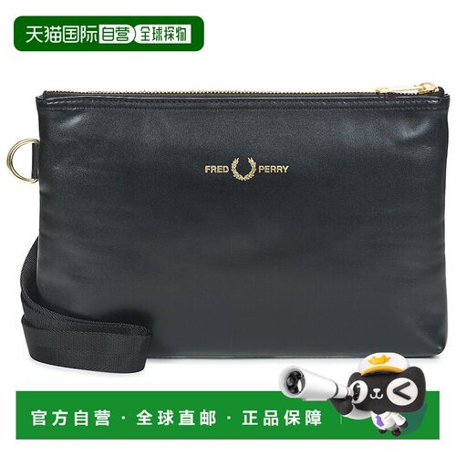 欧洲直邮Fred Perry包男单肩背带斜挎包黑色SMOOTH LEATHER SACOC