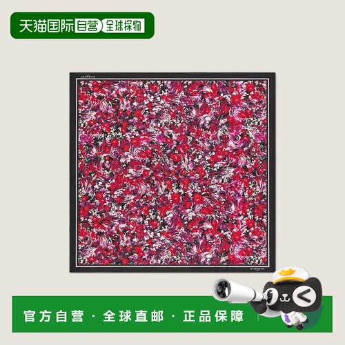 自营欧洲直邮Givenchy纪梵希 女士黑色/紫红色丝绸印花方巾