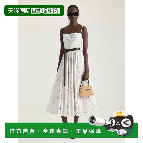 自营欧洲直邮Givenchy纪梵希 女士白色印花府绸方领长款连衣裙
