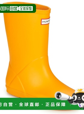 欧洲直邮hunter 儿童黄色橡胶户外防水防滑露营踩水中筒时尚雨靴