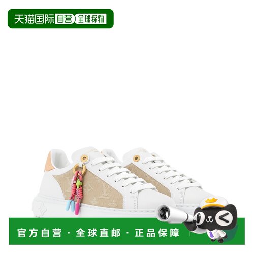 自营欧洲直邮LV路易威登 Time Out女士米灰色老花牛仔布运动鞋