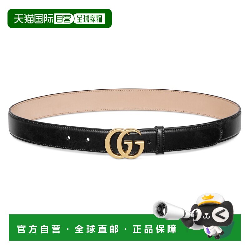 自营欧洲直邮GUCCI古驰 GG Marmont女士皮革黑色皮带腰带图片
