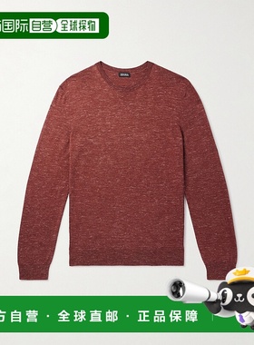 香港直邮Zegna 杰尼亚 男士 深紫色丝质羊绒亚麻混纺毛衣 UFF91A9