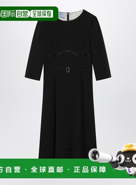 1h可退 香港直邮Prada 普拉达 女士 黑色真丝混纺连衣裙 P3R31ROO