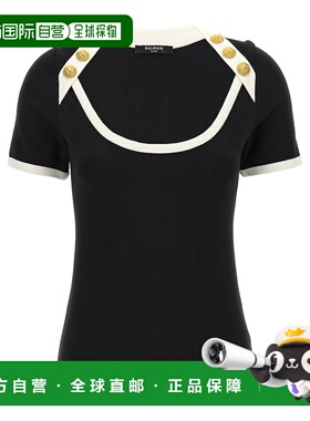 1h可退 香港直邮Balmain 巴尔曼 女士 纽扣短袖T恤 DF1EF102JH30