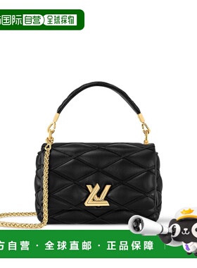 自营欧洲直邮LV路易威登 GO-14女士黑色羔羊皮格纹图案单肩包