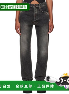 1h可退 香港直邮Moschino 莫斯奇诺 女士 黑色褪色牛仔裤 242DJ03