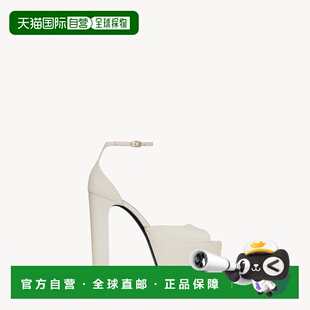 自营欧洲直邮YSL圣罗兰 JODIE系列女士珍珠色小羊皮杏仁形露趾厚