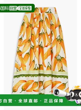 香港直邮FARM RIO 女士 印花亚麻混纺中长半身裙 309400OFFWHITE