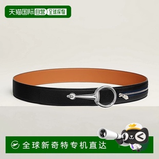 黑色 1h可退 男士 欧洲直邮Hermes 海军蓝小牛皮腰带38mm 爱马仕