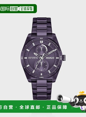 自营欧洲直邮HUGO BOSS雨果HUGO RED几何表壳紫色镀钢腕表新款